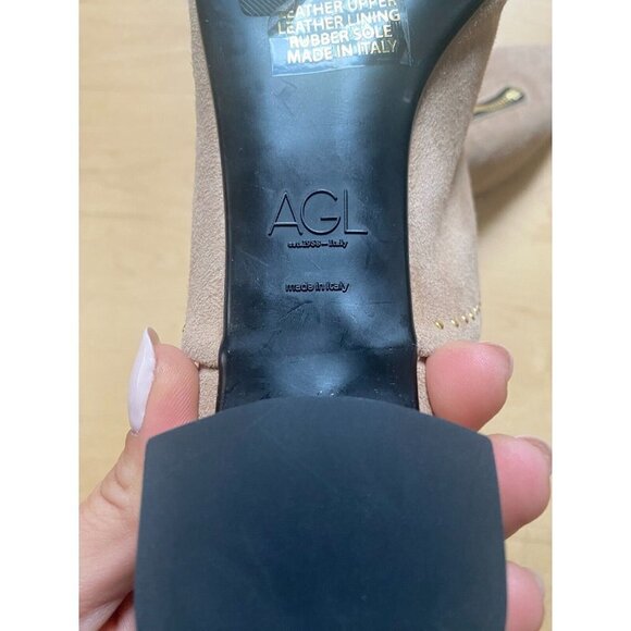 AGL BNWT pointy toe slip on mule women NEW studded zip - Picture 5 of 9